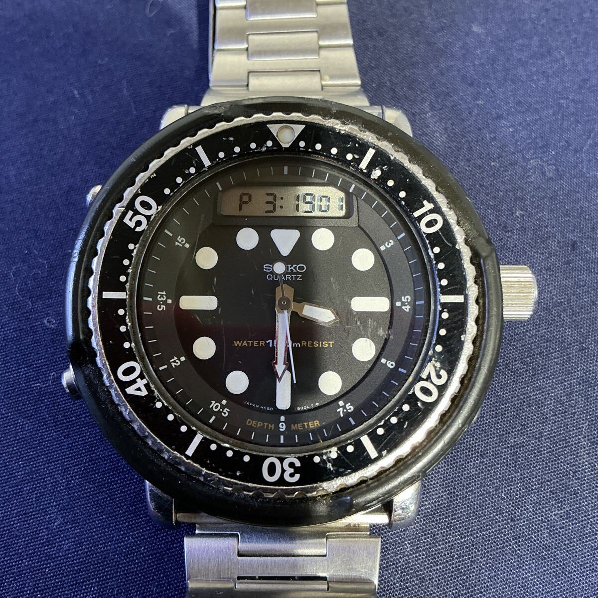ya841 SEIKO セイコー ハイブリットダイバー アーニー H558-5000 アナデジ ダイバーズウォッチ 腕時計 メンズ 動作確認済 中古