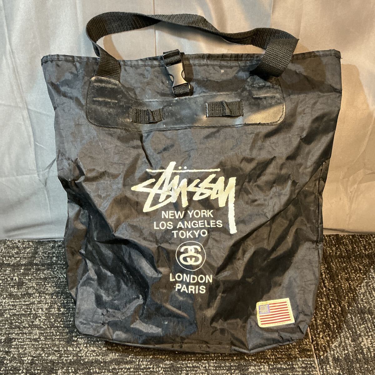 da7252 ステューシー STUSSY ナップサック エコバッグ ブラック 中古