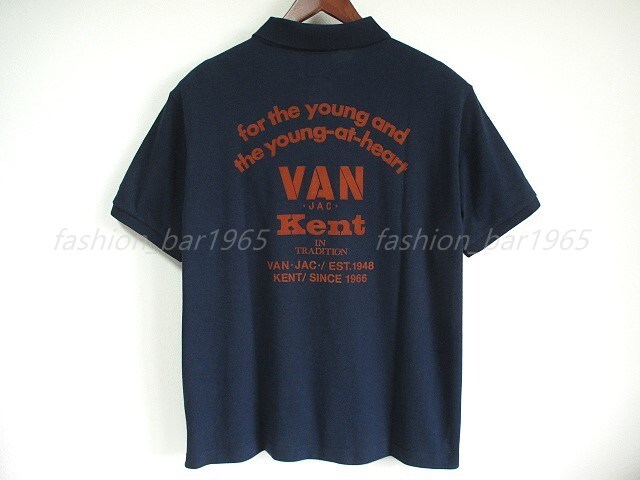 希少★VAN JAC ヴァンヂャケット★Kent IN TRADITION 60th Anniversary☆ダブルネーム アーチロゴ ポロシャツ ネイビー L /サマーアイビー