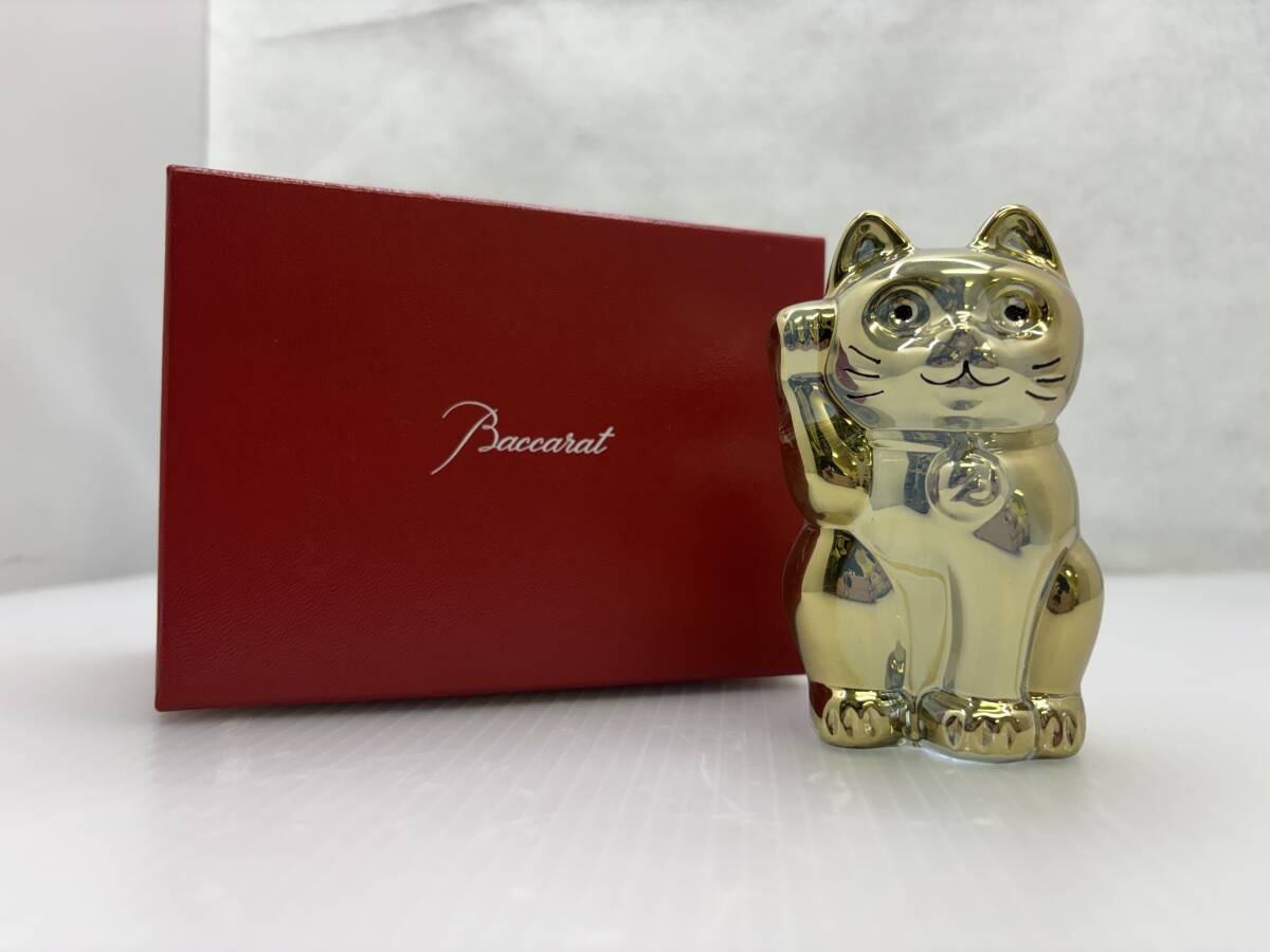Baccarat■バカラ クリスタル オブジェ まねき猫 （ゴールド）招き猫■中古品
