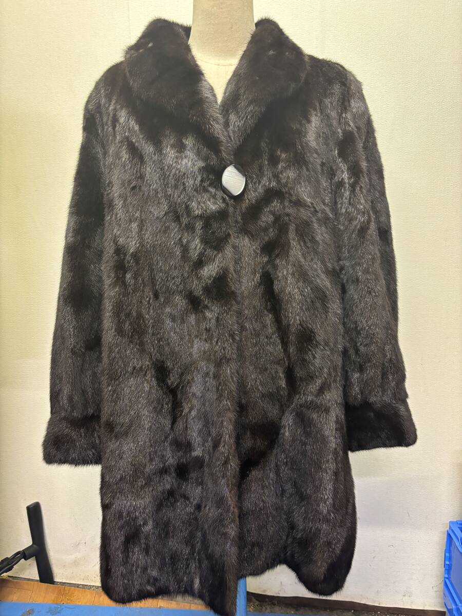 SAGA MINK■サガミンク ミドルコート 本毛皮コート 着丈88cm■中古品
