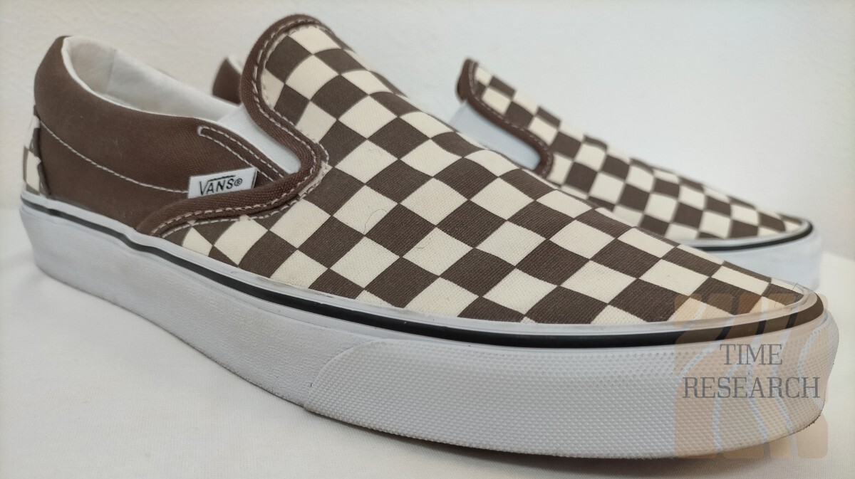 生産終了＆即完売モデル【レアカラー/着用２回のみ良品】バンズ VANS スリッポン ブダークラウンチェッカー 27.5