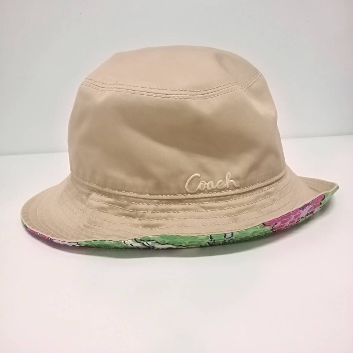 COACH コーチ 帽子 バケットハット M/L ベージュ 約58cm 