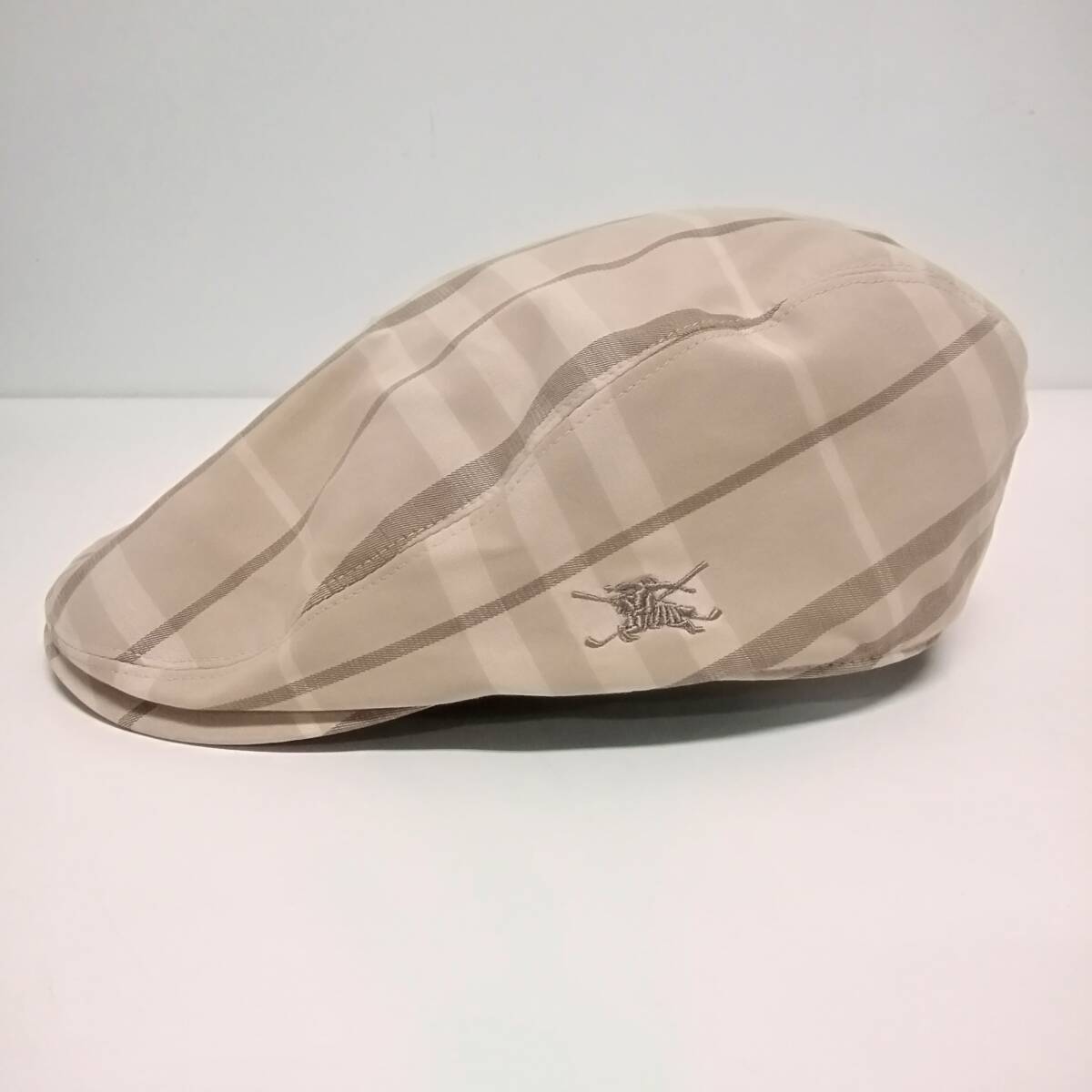 BURBERRY GOLF バーバリー ゴルフ 帽子 ハンチング帽 ノバチェック柄 ベージュ L 日本製 三陽商会