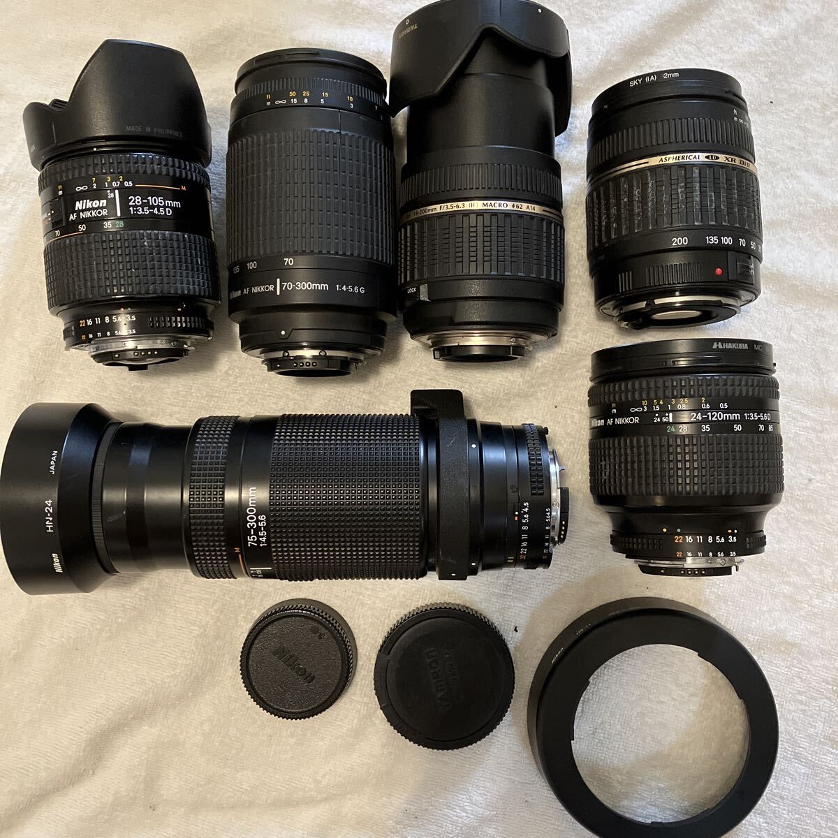 1円〜【動作未確認】Nikon AF NIKKOR 70-300mm 28-105mm 18-200mm 24-120mm 75-300mm IF MACRO D レンズ 5本セット まとめ セット