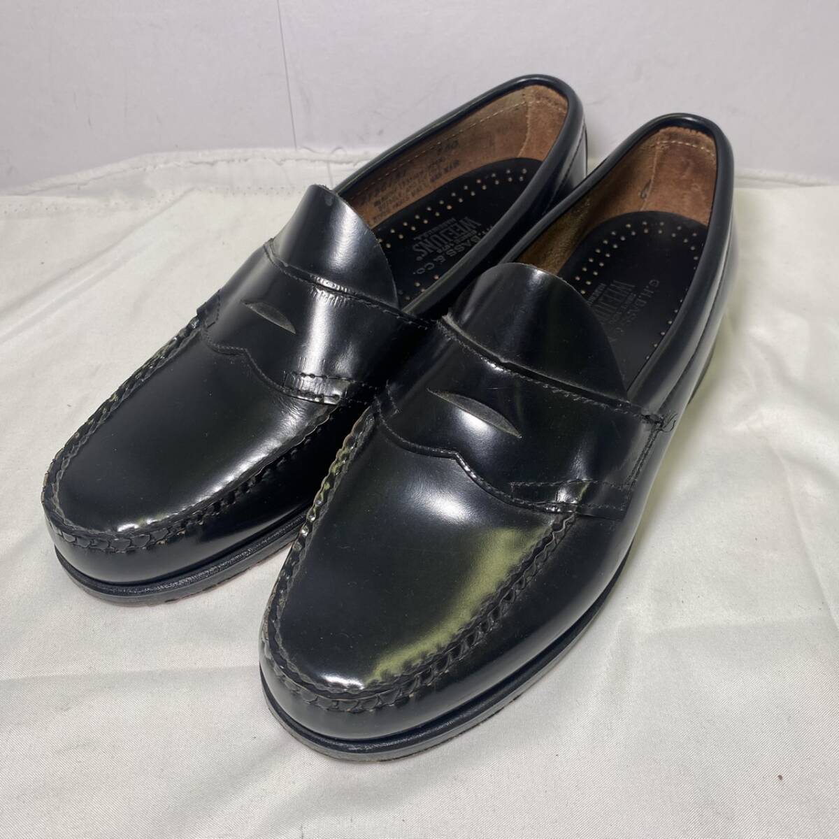 1000円スタート【中古】38741-2 G.HBass＆Co. ジーエイチバス WEEJUNS ローファー ブラック アメリカ製 サイズ 全長約25.5cm