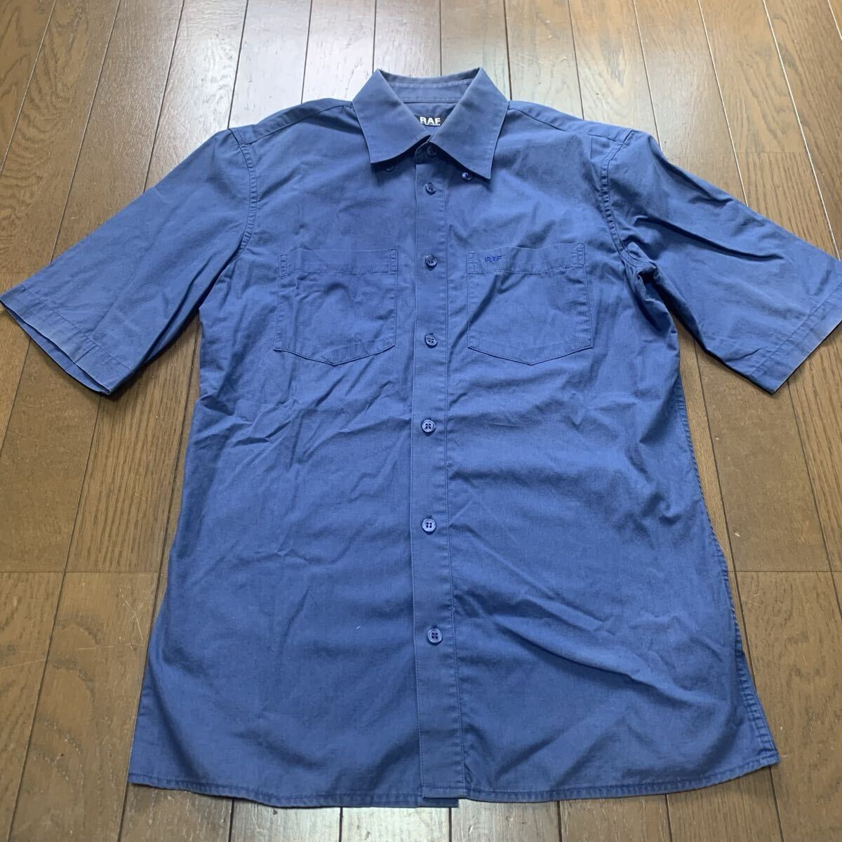 ラフシモンズ 半袖 ワークシャツ ブルー メンズ raf Simons 