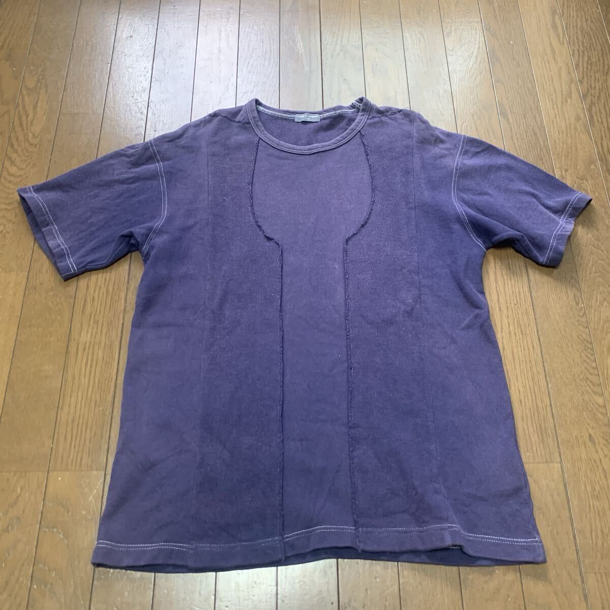 コムデギャルソン オム デザインTシャツ ネイビー クルーネック 半袖 カットソー COMME des GARCONS homme ヘンリーネックTシャツ