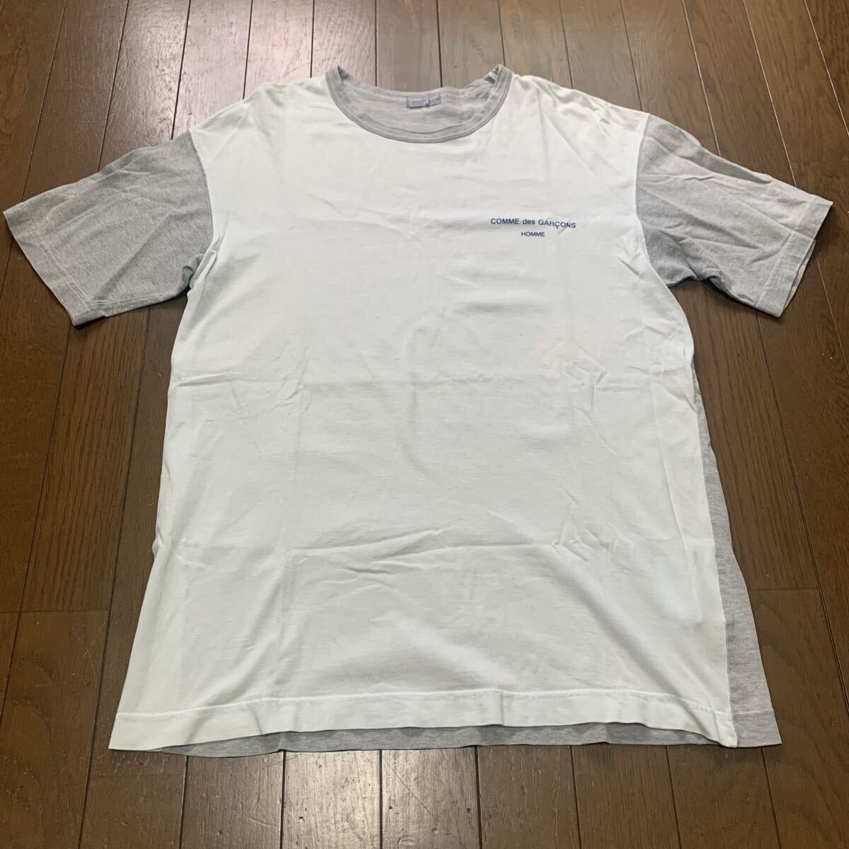 COMME des GARCONS HOMME コムデギャルソン オム 半袖Tシャツ ホワイト×グレー リンガーTシャツ カットソー 古着