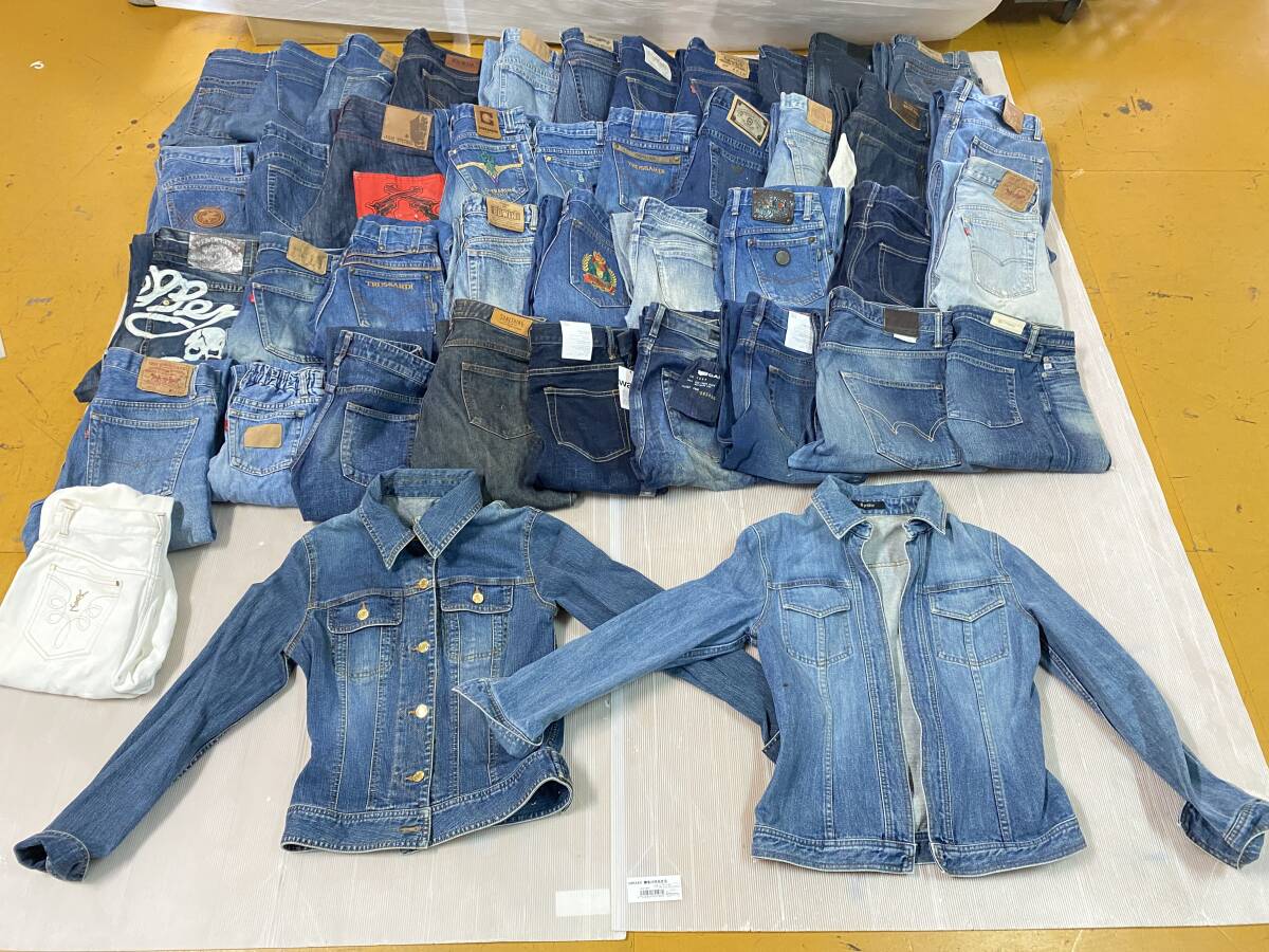 8/10★デニム まとめ売り メンズ レディース 古着 ヴィンテージ エドウィン/KRIZIA JEANS/JAH TRIBE など【中古/現状品/シミや汚れあり】