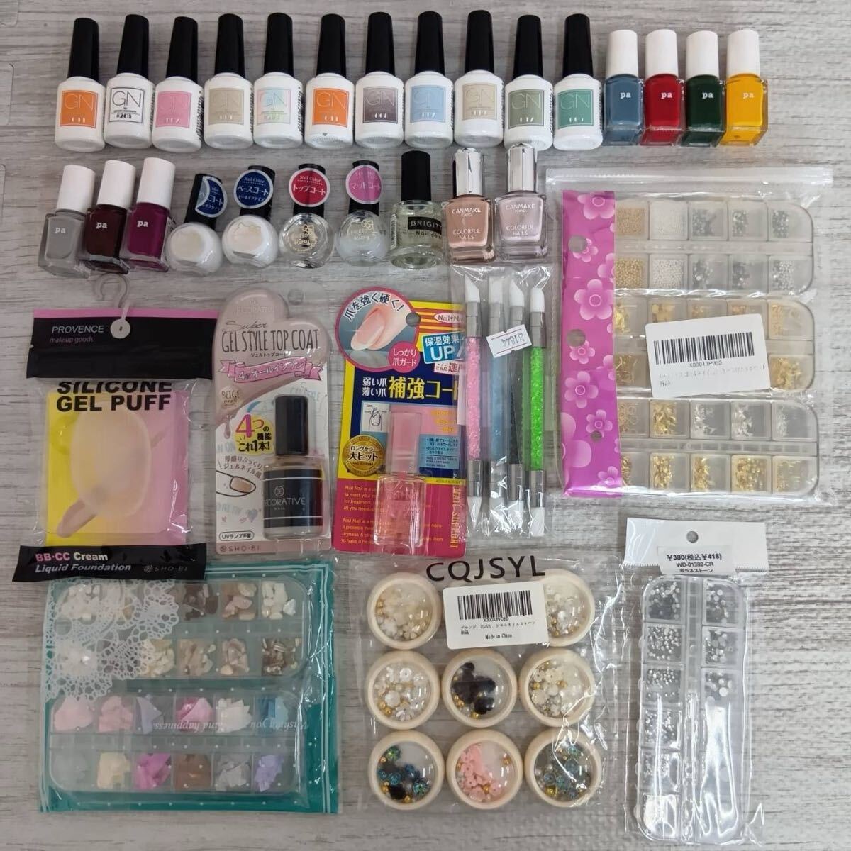 ネイルセット おまとめセット マニキュア ベースコート トップコート マットコート補強コート ネイルパーツ ガラスストーン ジェルネイル