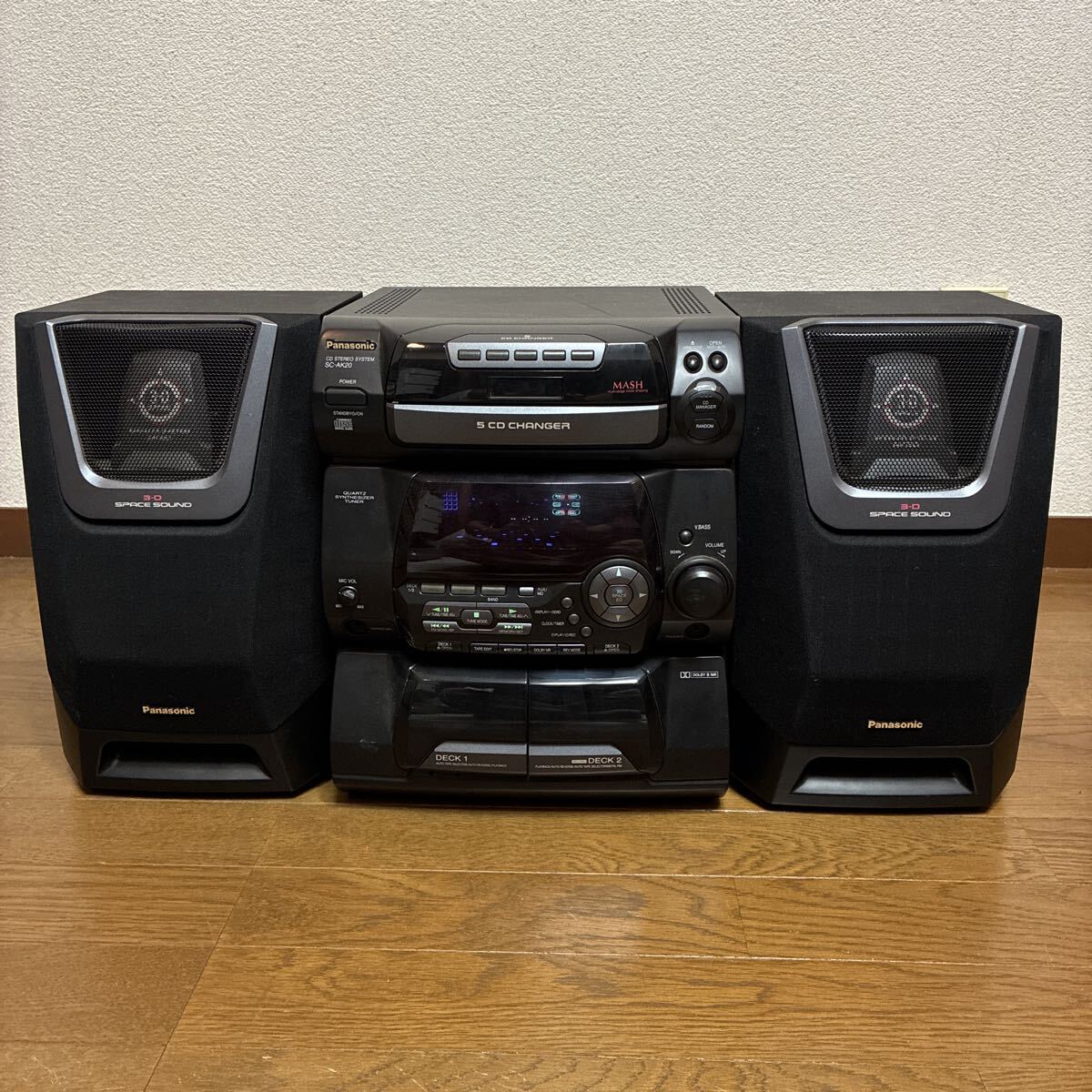 【動作品】Panasonic パナソニック CDステレオシステム SA-AK20 5CDチェンジャー SB-AK20 2way スピーカーシステム シリアル一致