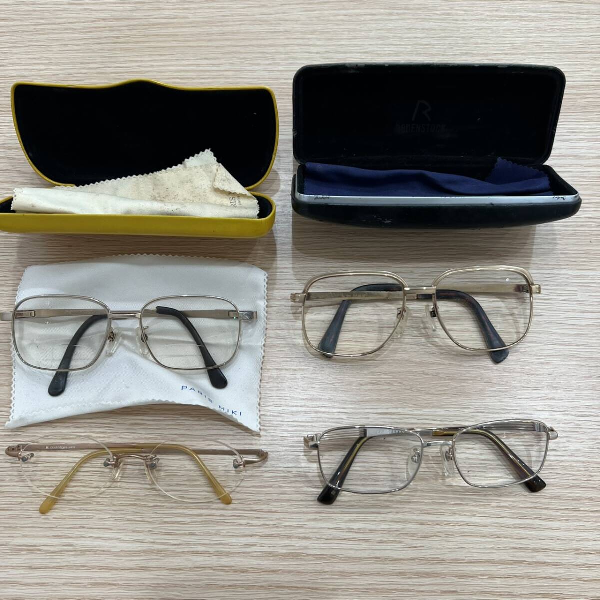 【TG-527】メガネ 4点 まとめ売り courreges paris 4493 F□18-134/KOOKI DOUBLE 2501 12K TITAN GF/RODENSTOCK 55/COMOFERRO 55□16-140