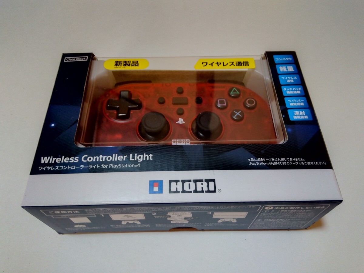 PS4 HORI ワイヤレスコントローラーライト PS4 クリアレッド