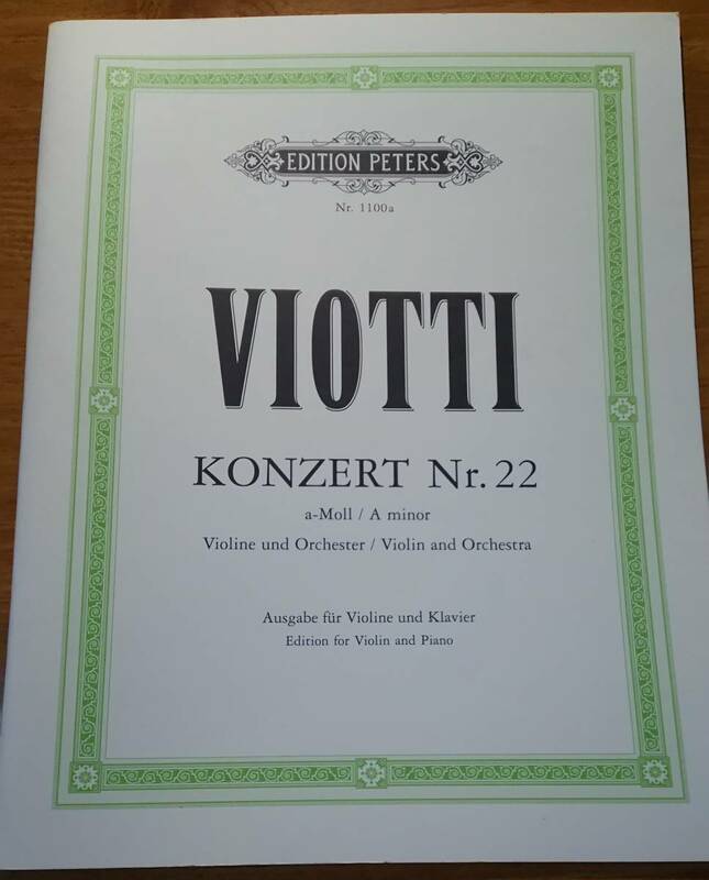 輸入楽譜「ヴィオッティ: バイオリン協奏曲 第22番 イ短調 /ペータース社」