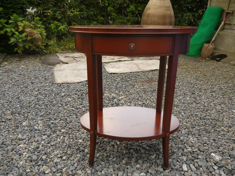 【1Au27 MO】オーバル 木製 サイドテーブル ヨーロッパ調 花台 フラワースタンド 飾り台