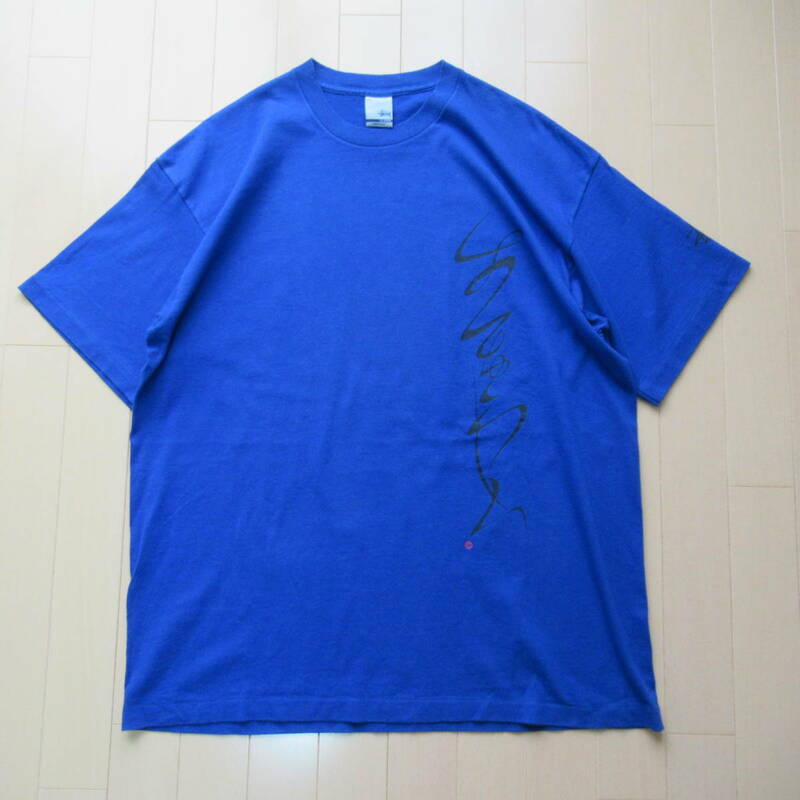 ★即決送込★XL 希少ひらがな すてゅーしー 銀タグ 90s STUSSY USA製 old oldstussy オールド 半袖 T-shirs Tee Tシャツ L 青 平仮名