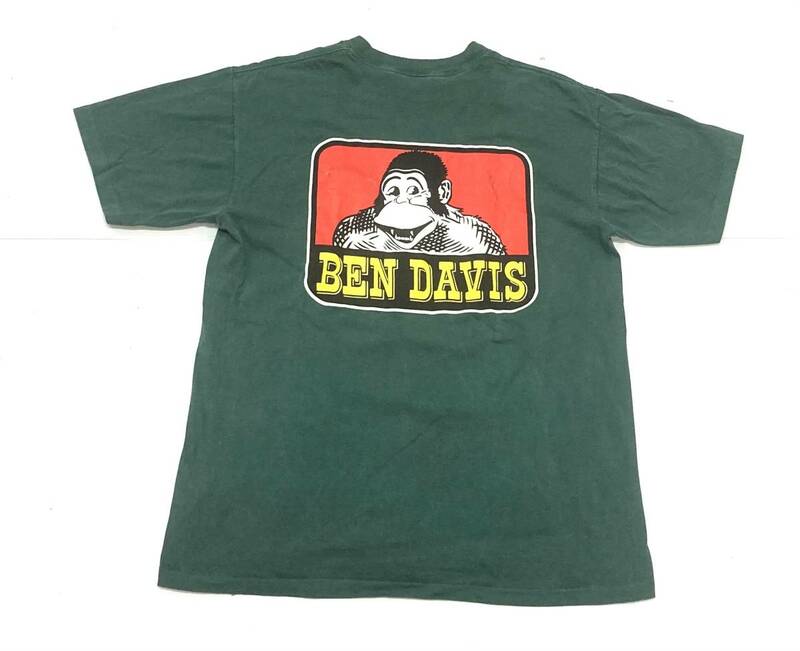 80～90s ビンテージ ベンデービス バックプリント ポケットTシャツ 緑 M BEN DAVIS