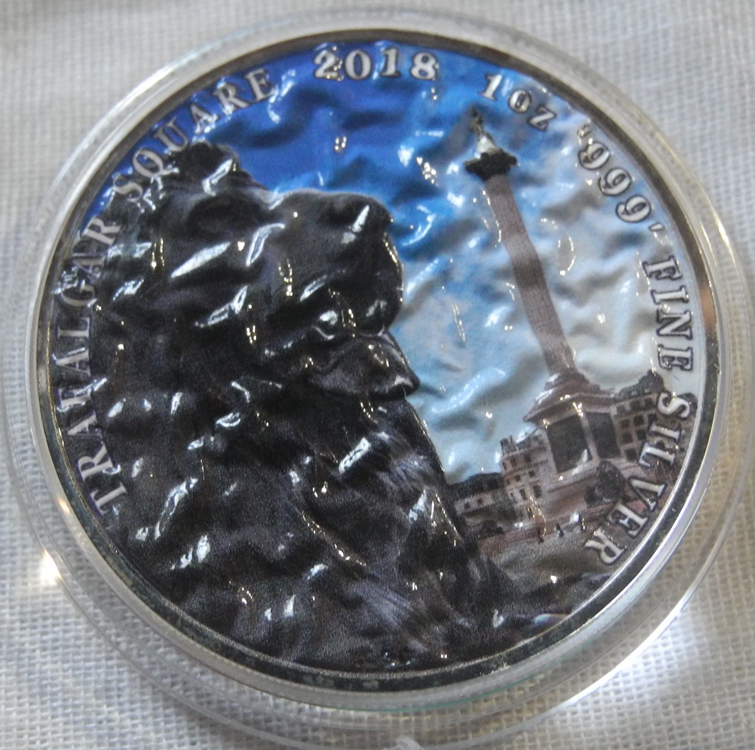 イギリス 2ポンド銀貨 1oz 2018年 トラファルガースクエア カラーコイン 純銀1オンス