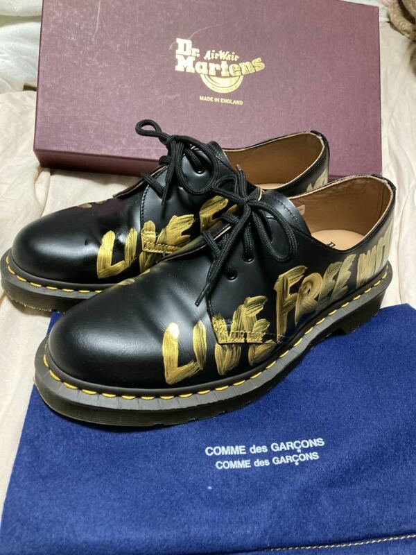 イギリス製　ドクターマーチン コムデギャルソン　live free ペイント　コラボ　靴　シューズ　25cm UK6