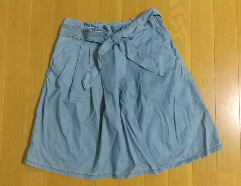 Gap ギャップ フレアースカート サイズXS ブルー系 リボン紐付 送料185円 