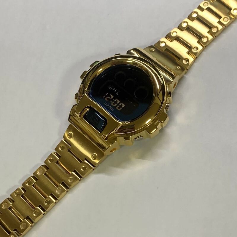 G-SHOCK Gショック ジーショック CASIO カシオ デジタル 腕時計　dw6900mma-2dr ステンレスフルメタルベゼルベルトカスタム　ゴールド