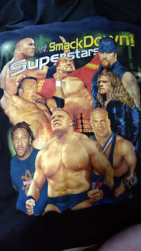 Tシャツ WWE スマックダウン　プロレス　WWF　ホーガン　ザ・ロック　HHH カートアングル　ブロックレスナー　エッジ　アンダーテイカー