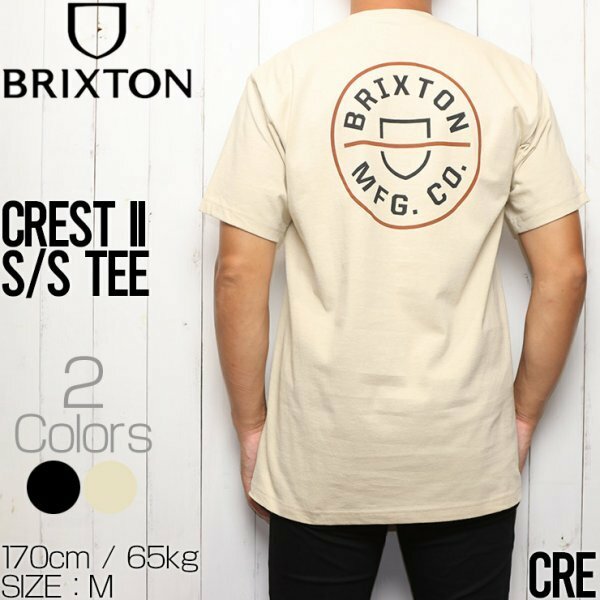 [クリックポスト対応] BRIXTON ブリクストン CREST II S/S TEE 半袖Tシャツ バックプリントTEE 16493　CRE Lサイズ