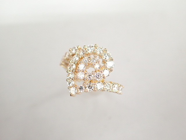 美品 田崎真珠 タサキ K18 ダイヤ計1.03ct デザイン リング 指輪
