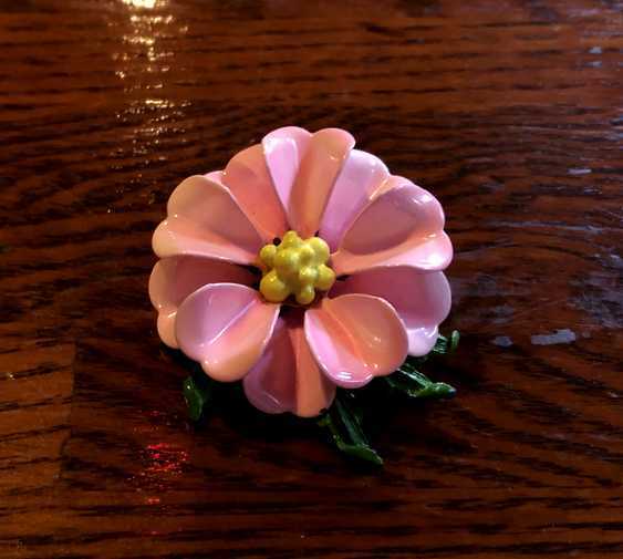 USAビンテージ フラワーブローチ ピンクの花 ビンテージアクセサリー