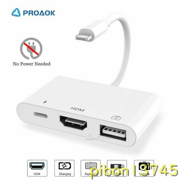H1011：OTG機能 Lightning-USBカメラ用HDMIアダプターiPhone / iPadからHD / TVプロジェクターケーブルコンバーターの充電をサポート