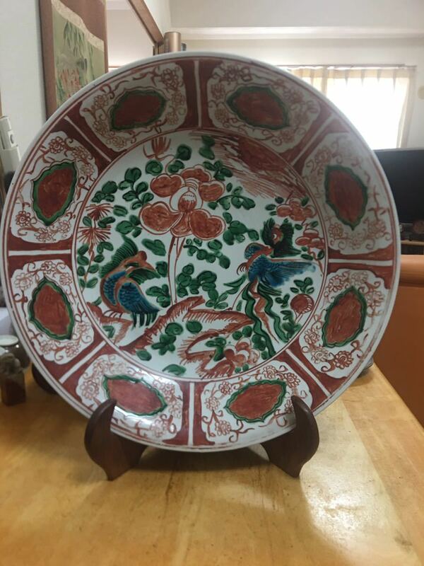 古美術 大皿 明時代 色絵 飾皿 唐物