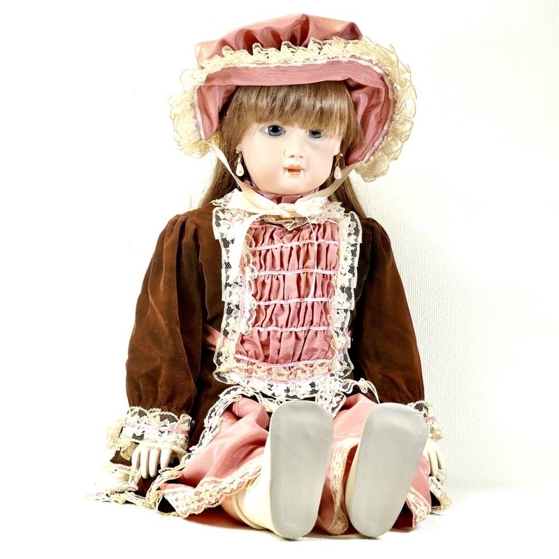イギリス ビスクドール 西洋人形 Sheer elegance工房 テートジュモーのリプロダクション ベベドール ペーパーウェイトアイ 高さ77㎝ ATN