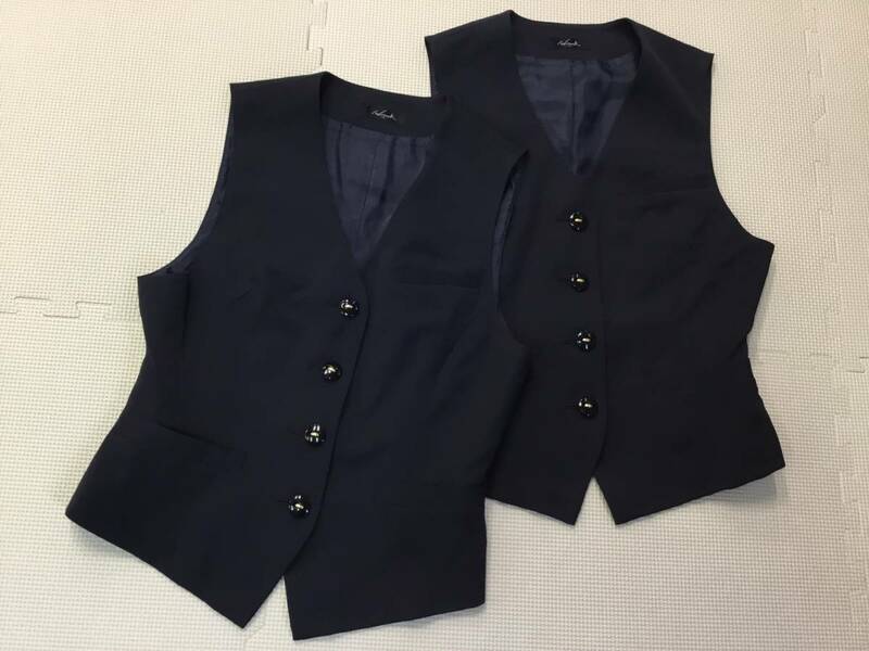 V0007 新品【HINUCK】ベスト 7号 S ネイビー 2枚組■ハイナック■事務服■OL■受付■制服■オフィス■ユニフォーム■小さめサイズ