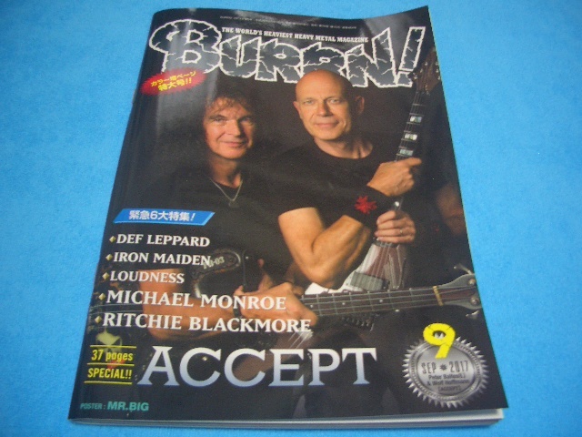 ★BURRN!★ACCEPT【2017年9月】DEF LEPPARD / MR.BIG / LOUDNESS / DRAGONFORCE / X JAPAN / DEAD DAISIES / マイケルモンロー/ ヨーロッパ