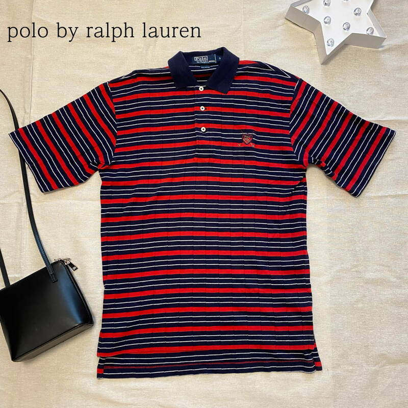 厳選★美品　Polo by Ralph Lauren　ポロバイラルフローレンボーダー　ロゴ　半袖ポロシャツ　Sサイズ