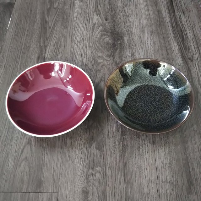 真 深皿 2個セット 丸鉢 プレート 小皿 赤系 黒系 和食器 和皿