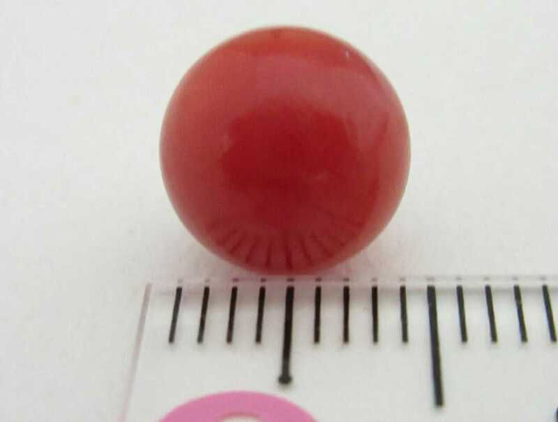 【TOP】血赤珊瑚 サンゴ 9.25mm 片穴ルース リング ペンダントトップ 指輪 ブローチ 根付 e850.