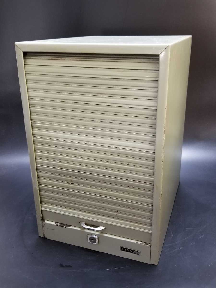 シャッター付 スチールキャビネット 高さ約41.5cm LION シャビー 工業系 インダストリアル レターケース 引き出し 7段 鍵なし 