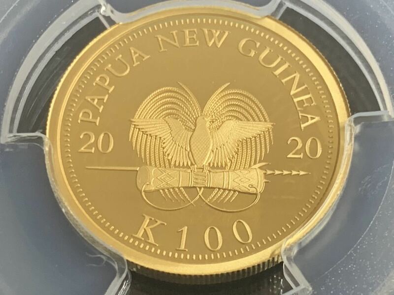 【最高鑑定】2020年 パプアニューギニア　極楽鳥 100キナ 1/4オンス 金貨 PCGS PR70DCAM　純金貨