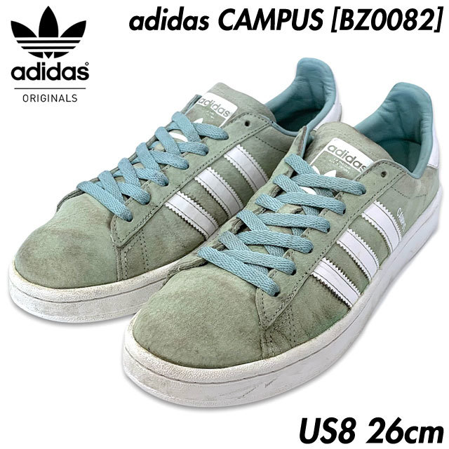 国内正規品■adidas (アディダス) CAMPUS キャンパス スウェード スニーカー US8 26㎝ 緑白 グリーン/ホワイト [BZ0082]