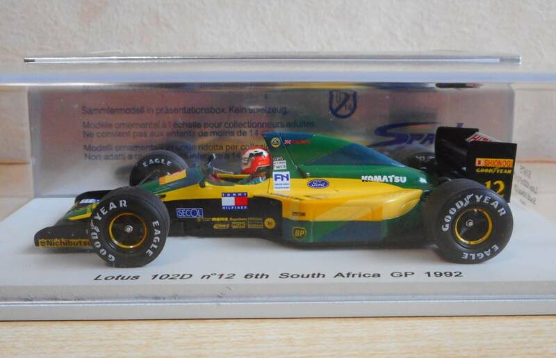 《希少》1/43 ロータス 102D #12 J.ハーバート（1992 南アフリカ GP 6位入賞車）【SPARK(スパーク)】