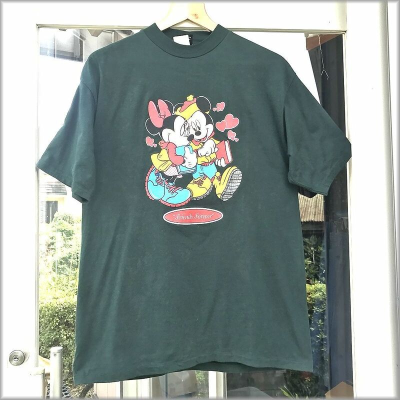 ★ミッキーマウス　ミニーマウス　90s　USA製　Tシャツ　size L★検 ディズニー ビンテージ アメリカ 古着 80s