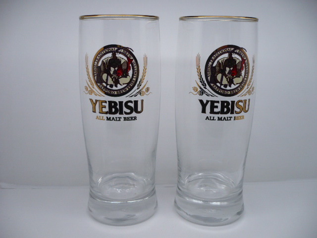 即決 未使用 非売品 YEBISU ALL MALT BEER エビス オール モルト ビール グラス 金口 2個セット　管理1
