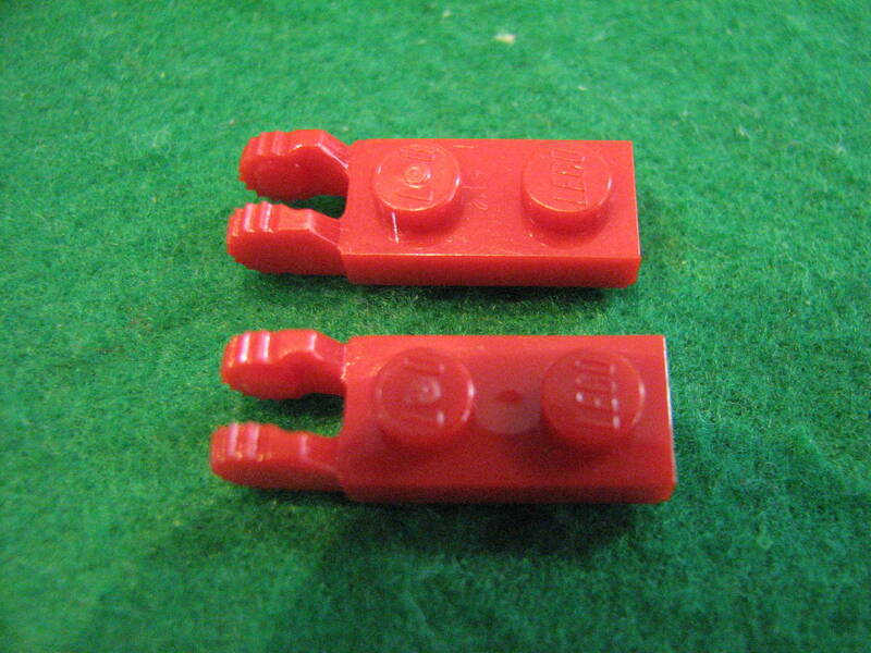 ☆レゴ-LEGO★54657★ヒンジプレート1x 2ロック、端に2本の指、下溝のない7本の歯★赤★2個セット☆USED