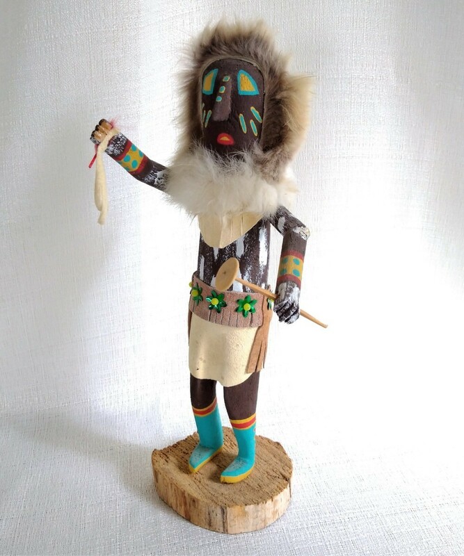 レイン・ダンサー 雨 カチナドール 大サイズ ネイティブ・アメリカン 精霊/インディアン手作り ハンドメイド Rain Dancer Kachina Doll人形
