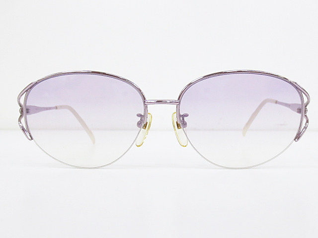 ∞【デッドストック】BALMAIN ピエールバルマン サングラス 260 58[]15-132 メタル ナイロール ハーフリム パープル 日本製 □H8