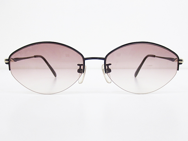 ∞【デッドストック】BALMAIN ピエールバルマン サングラス 280 55[]16-136 メタル ナイロール ハーフリム ブラック 日本製 □H8