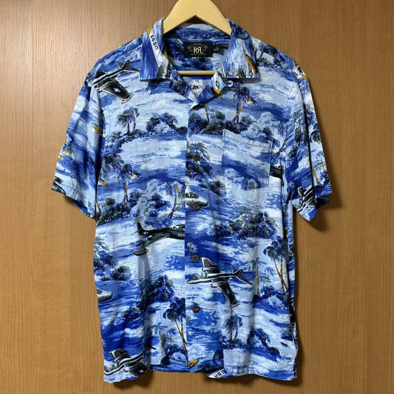 [名作] RRL HAWAIIAN SHIRT 戦闘機柄 ハワイアンシャツ アロハシャツ シャツ ダブルアールエル ダブルアール