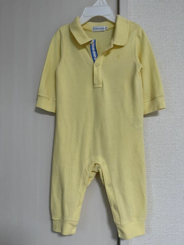ラルフローレン　ポロシャツ地カバーオール・イエロー　70　美品　黄色　ナイガイ製